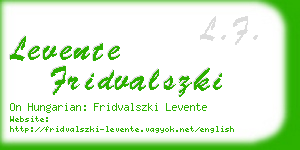 levente fridvalszki business card